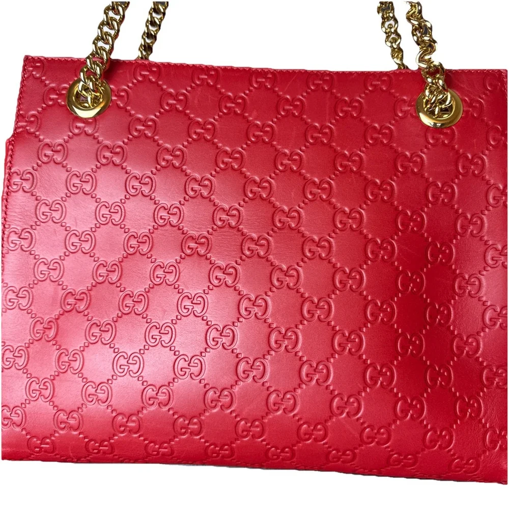 Gucci Apollo Red Leather Guccissima Signature Bag